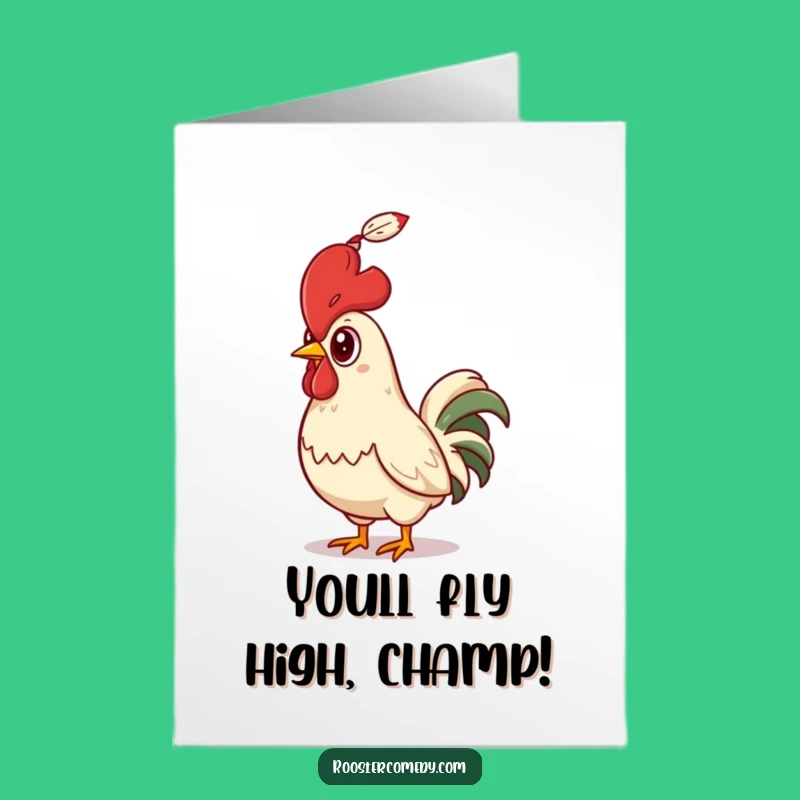 Free Printable Funny Rooster Card: Surprise Feather Congratulations Downloadable