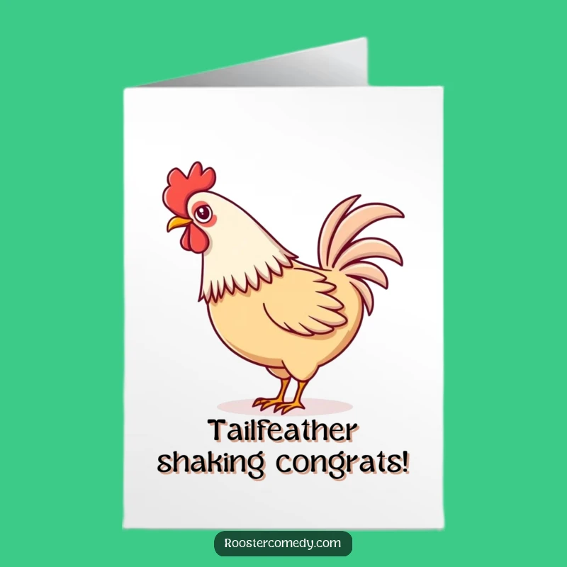 Free Printable Kawaii Rooster Congrats Card: Playful Tail Feather Wag Download