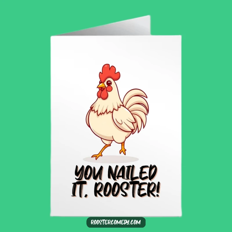 Kawaii Rooster Congrats Card Free Printable: Confident Strut