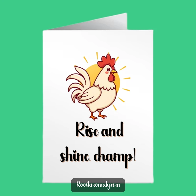 Kawaii Rooster Congrats Card Free Printable: Crowing Sun Download
