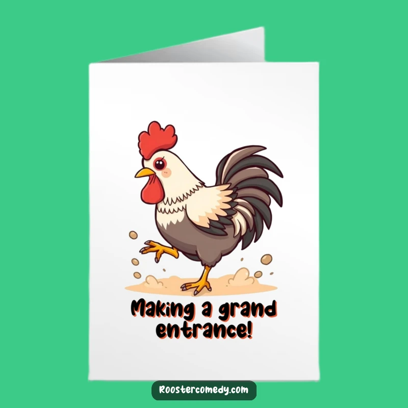 Free Printable Congrats Card: Dusty Kawaii Rooster, Dynamic DIY Downloadable Gift