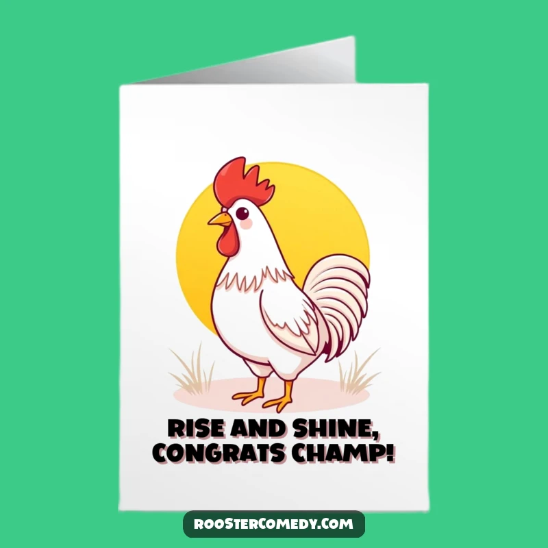 Free Printable Congrats Card: Kawaii Rooster Sunrise Funny Downloadable Gift
