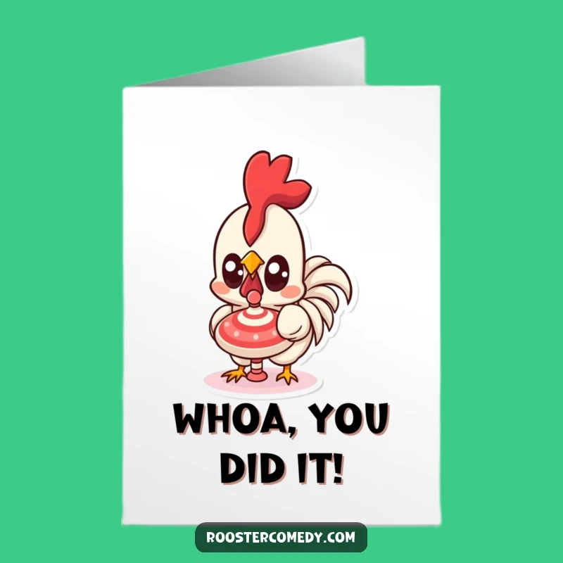 Free Printable Congrats Card: Kawaii Rooster Eyes Wide Funny Downloadable Gift