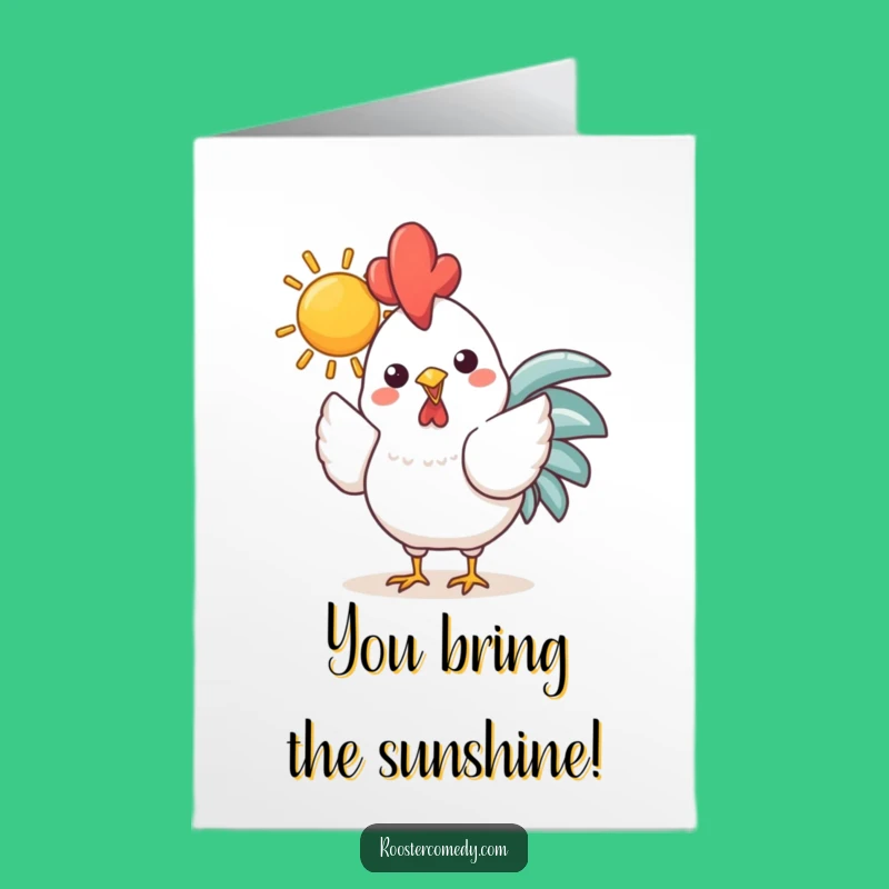 Free Printable Congrats Card: Sunny Kawaii Rooster, Bright DIY Downloadable Gift