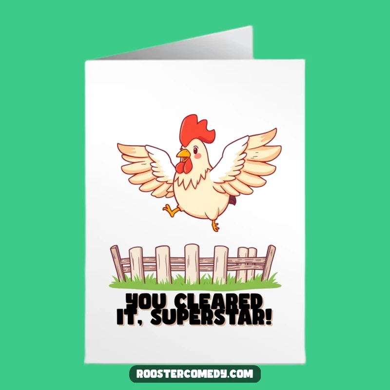 Free Printable Congrats Card: Leaping Rooster for Your Amazing Victory