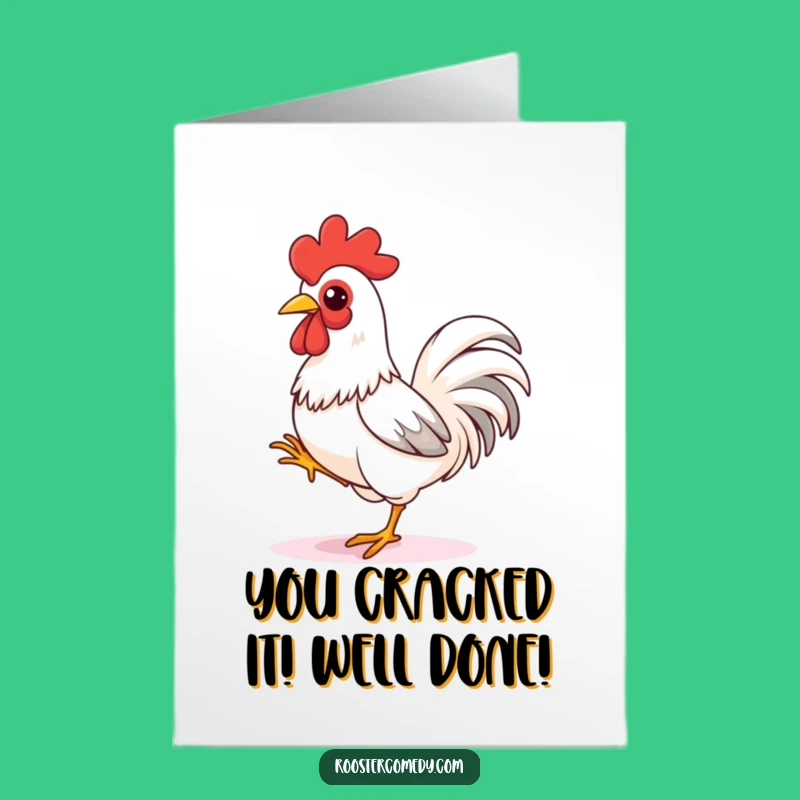 Free Printable Congrats Card: Funny Rooster Sprinting, Downloadable Greeting for Big Wins