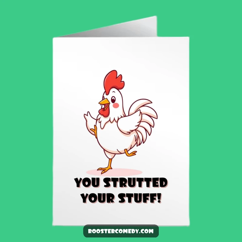 Free Printable Congrats Card: Funny Kawaii Rooster Dancing! Celebrate with a Jiggle.