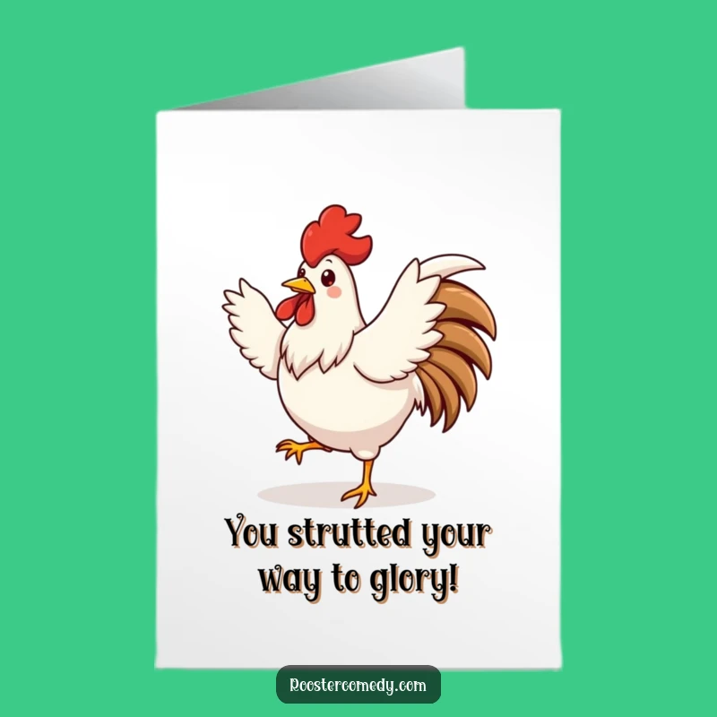 Free Printable Congrats Card: Cute Rooster's Victory Dance!