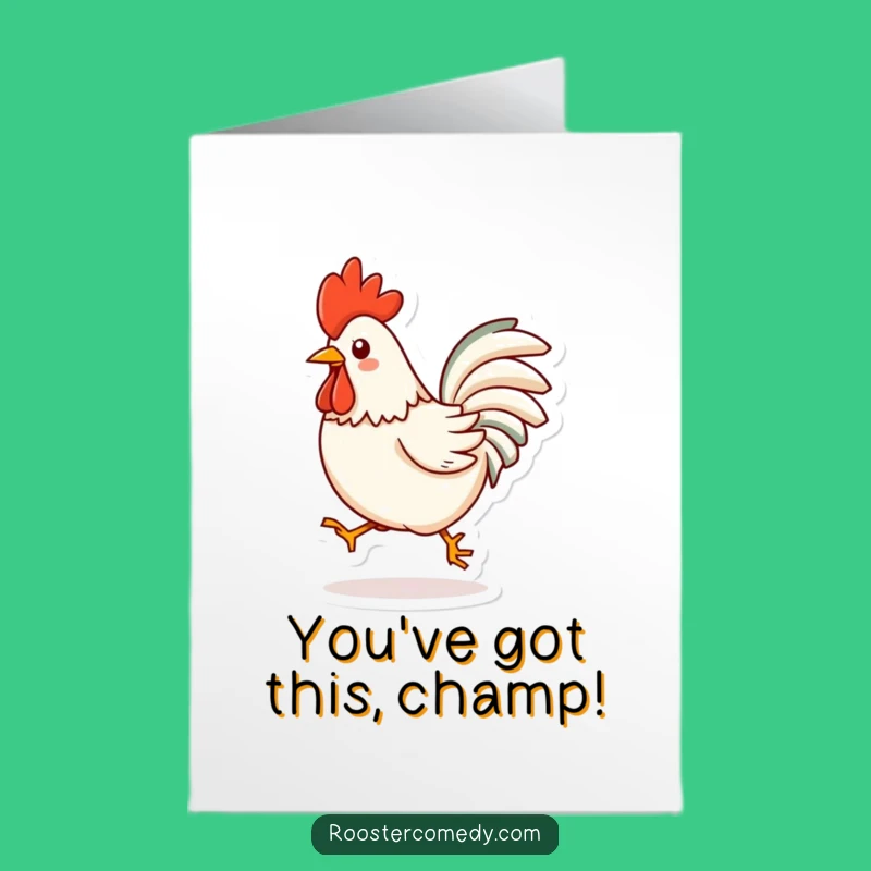 Free Printable Congrats Card: Kawaii Rooster Hop Celebration Funny Downloadable Gift