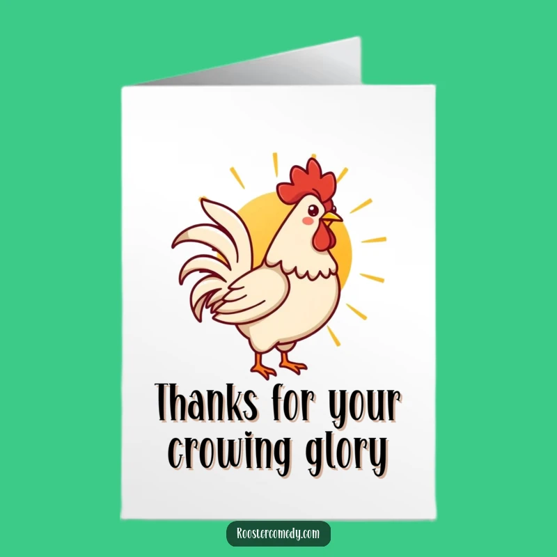 Cute Kawaii Rooster Thank You Card Free Printable: Crowing Sun