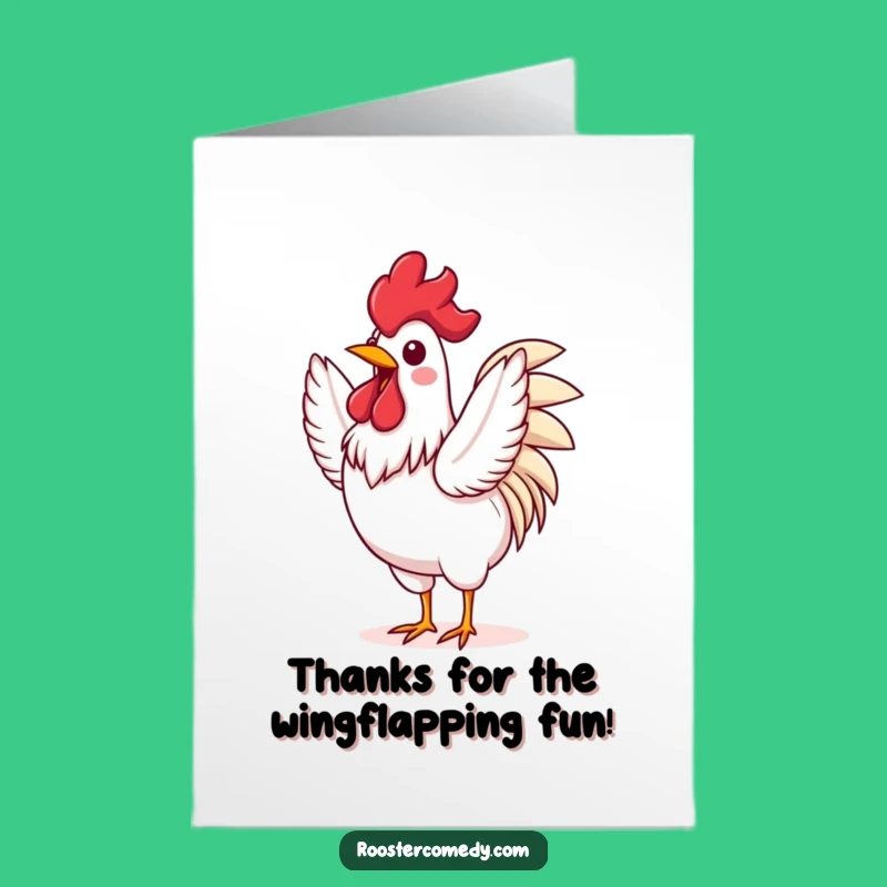 Free Printable Excited Rooster Thank You Card: Flapping Wings Downloadable Gift