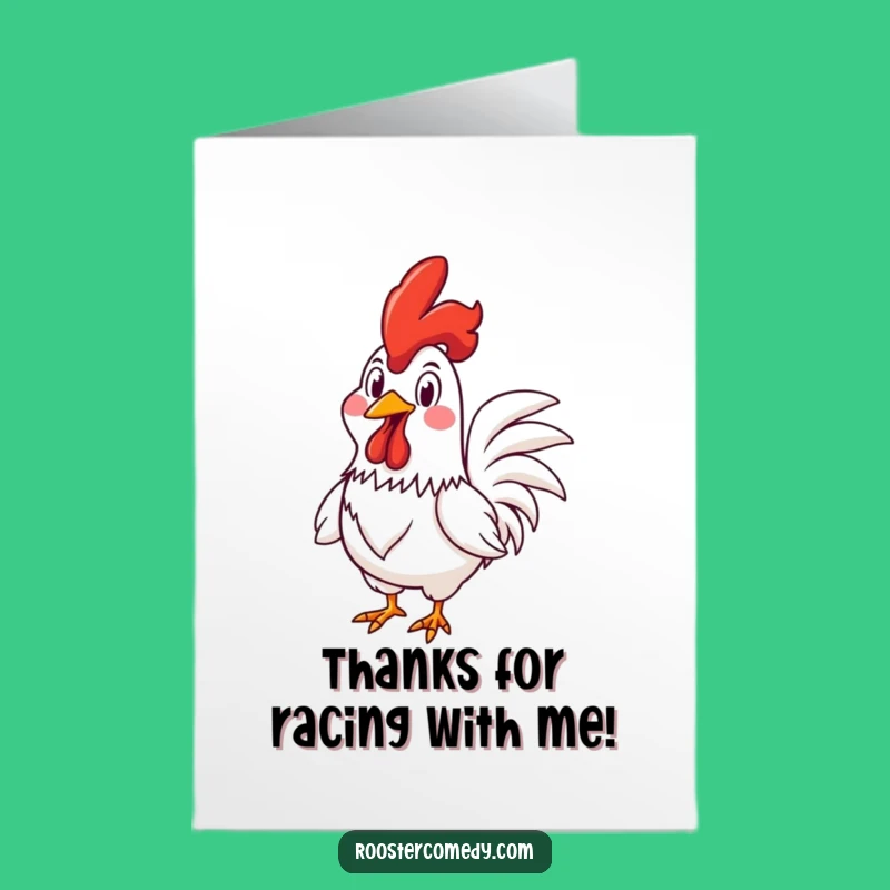 Free Printable Goofy Rooster Thank You Card: Racing Fun Downloadable Gift