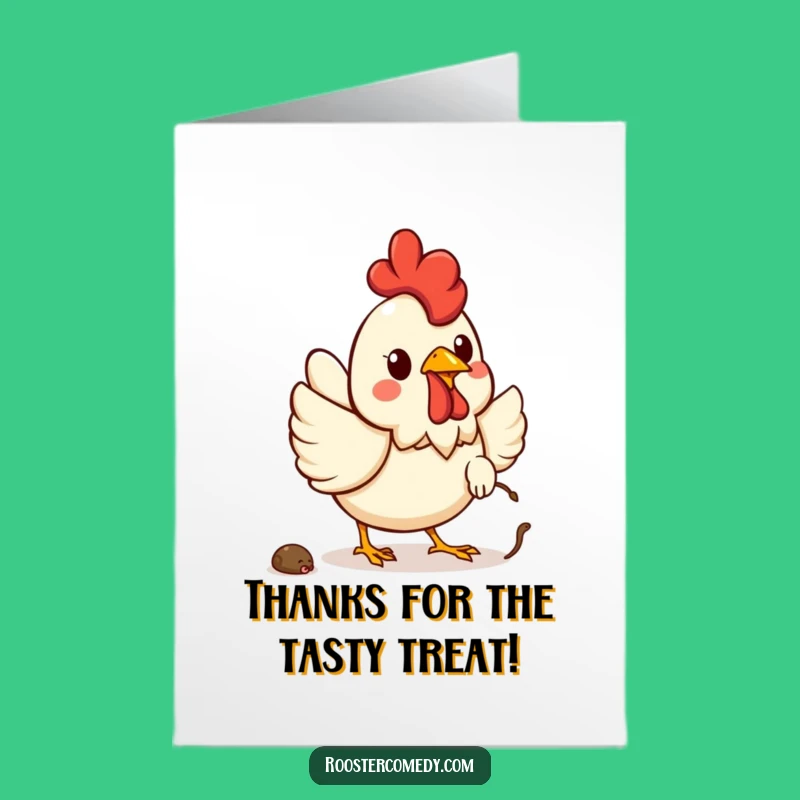 Free Printable Kawaii Rooster Thank You Card: Worm Chase Gratitude Download