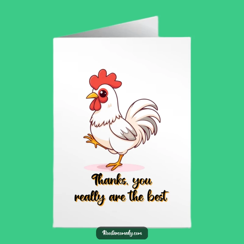 Free Printable Thank You Card: Funny Rooster Sprinting, Downloadable Greeting for Gratitude