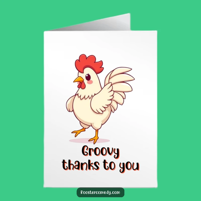 Free Printable Thank You Card: Kawaii Rooster Dance Funny Downloadable Gift