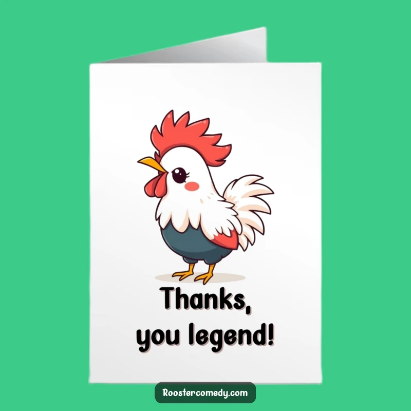 Free Printable Thank You Card: Kawaii Rooster, Funny Crowing Crown Downloadable Gift