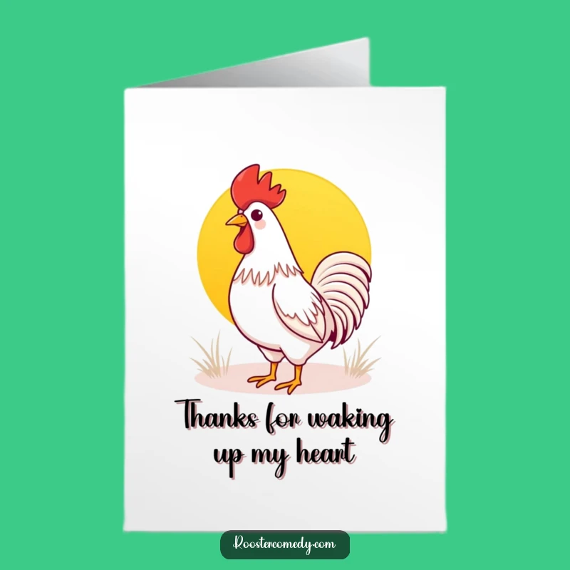 Free Printable Thank You Card: Kawaii Rooster Sunrise Funny Downloadable Gift