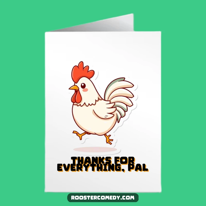 Free Printable Thank You Card: Kawaii Rooster Hop Grateful Funny Downloadable Gift