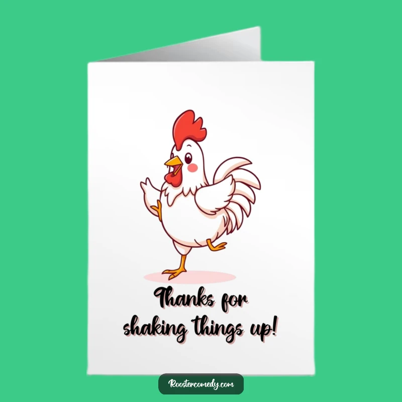Free Printable Thank You Card: Funny Kawaii Rooster Dancing! Express Thanks with a Jig.