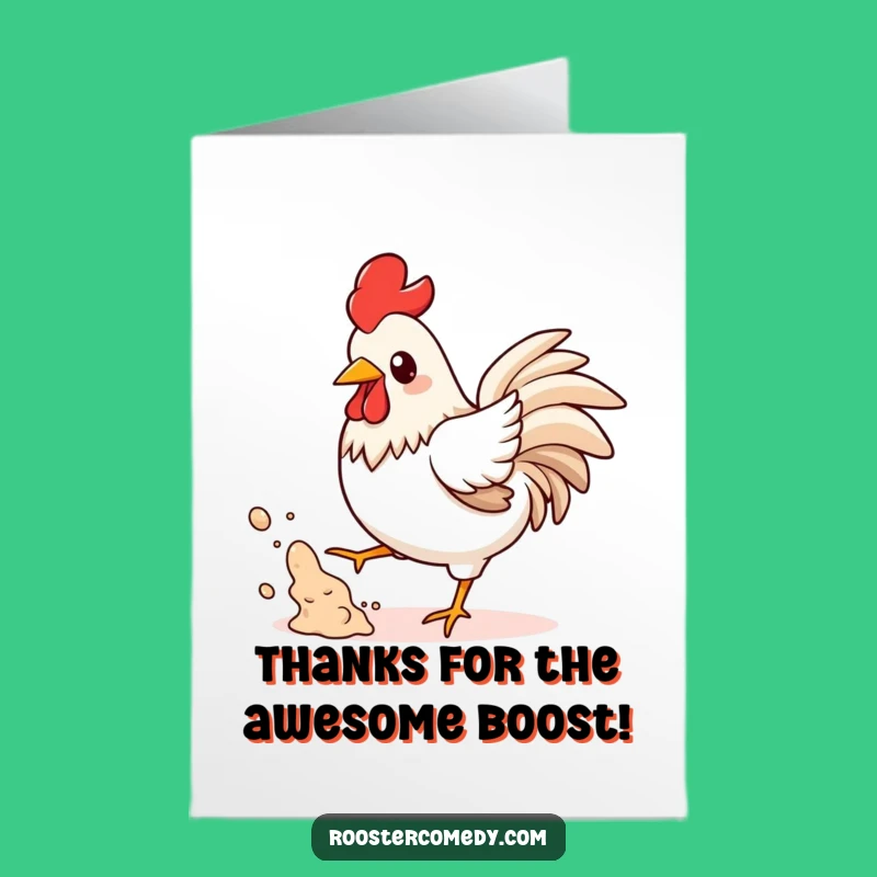 Free Printable Thank You Card: Playful Kawaii Rooster Dust - Downloadable Gift