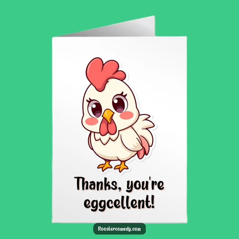 Free Printable Thank You Card: Surprised Kawaii Rooster - Downloadable Gratitude