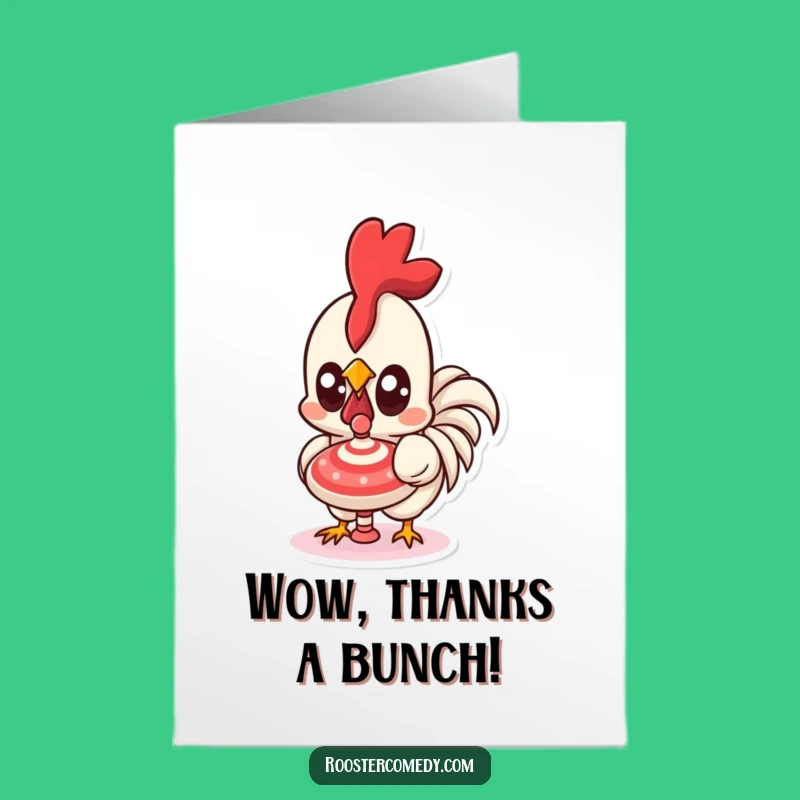 Free Printable Thank You Card: Kawaii Rooster Eyes Wide Funny Downloadable Gift