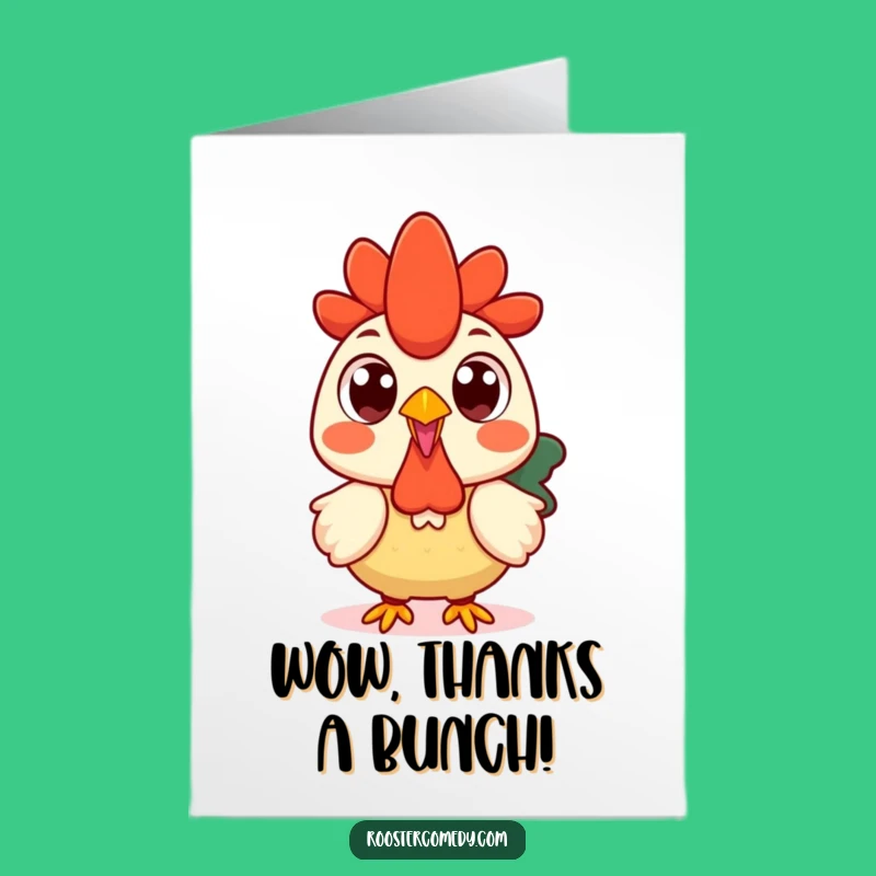 Free Printable Kawaii Rooster Thank You Card: Surprised Eyes Gift