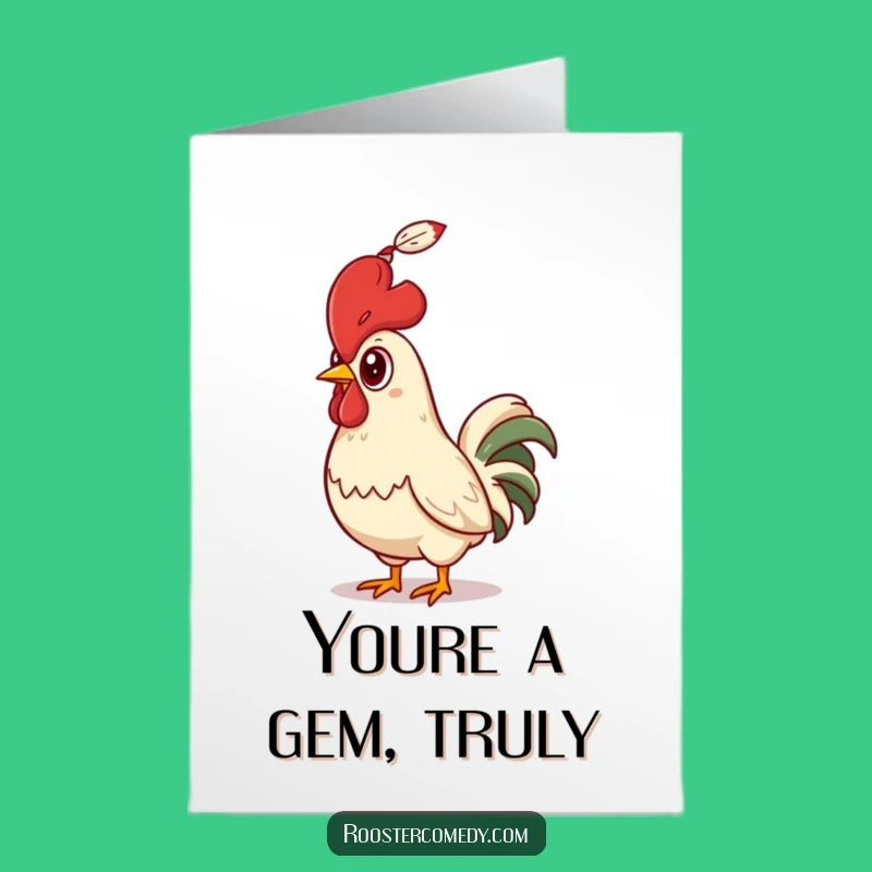 Free Printable Funny Rooster Thanks Card: Feather Surprise Downloadable