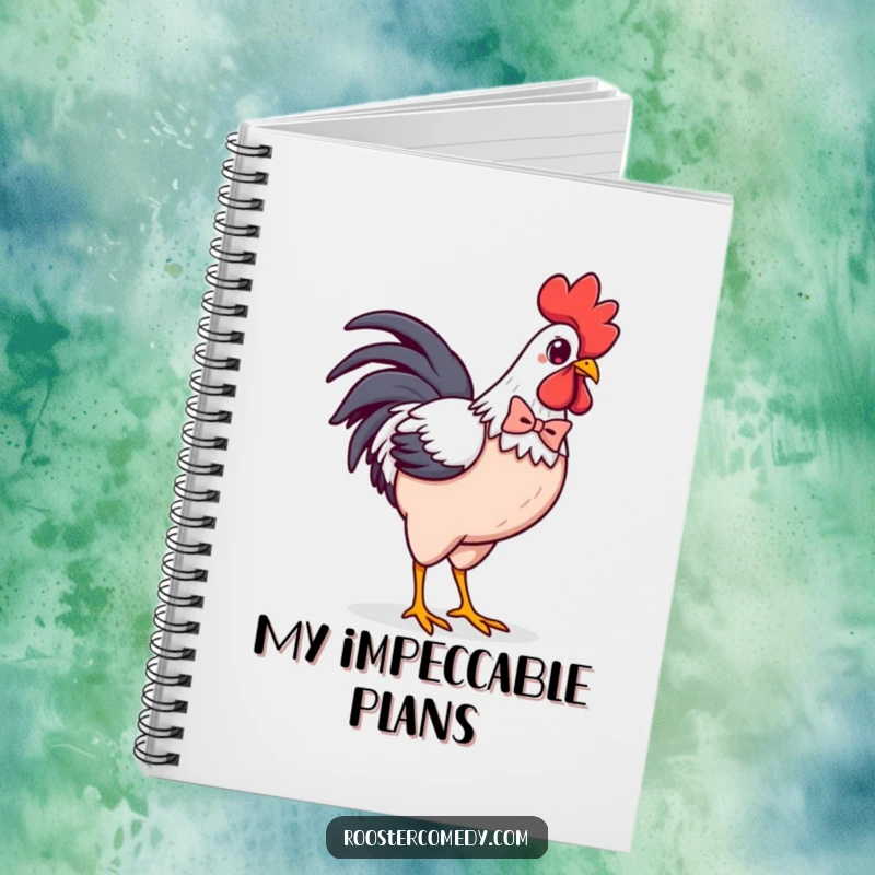 Funny Kawaii Rooster Bowtie Notebook: Dapper chicken strutting confidently with a tiny bowtie, perfect for writing, planning, and creative ideas.