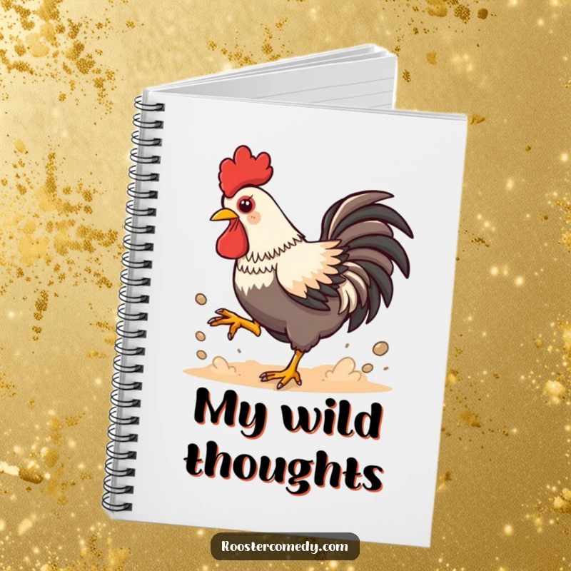 Funny Kawaii Rooster Dust Notebook: Playful chicken kicking up dust, lined pages for writing and sketching, inspiring energetic ideas.
