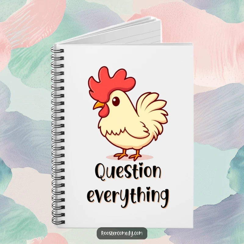 Funny Kawaii Rooster Notebook: Features a cute rooster tilting its head, comb up in a curious pose. A perfect funny gift.
