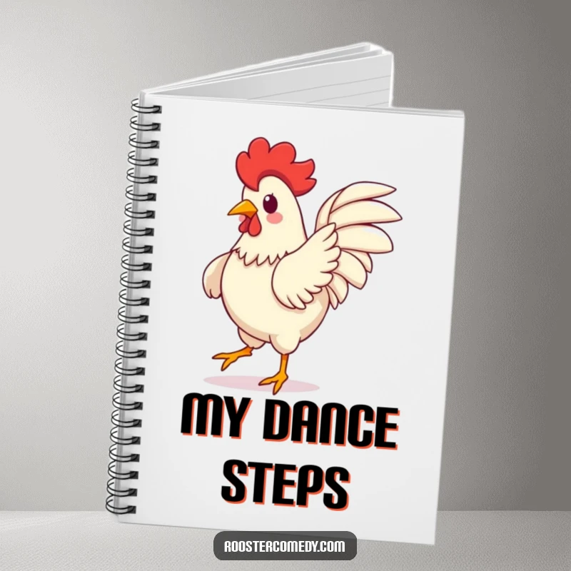Funny Kawaii Rooster Notebook: Features a cute rooster dancing with wings flapping in a silly pose. A perfect funny gift.