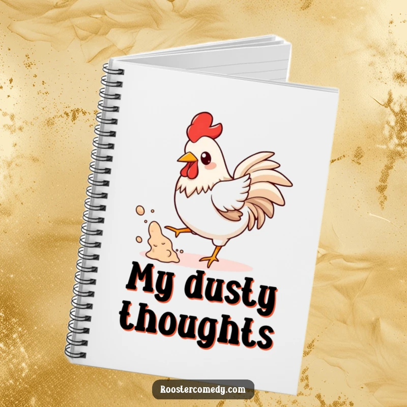 Funny Kawaii Rooster Notebook: A kawaii rooster kicks up dust on the cover, inspiring funny notes and playful journaling.