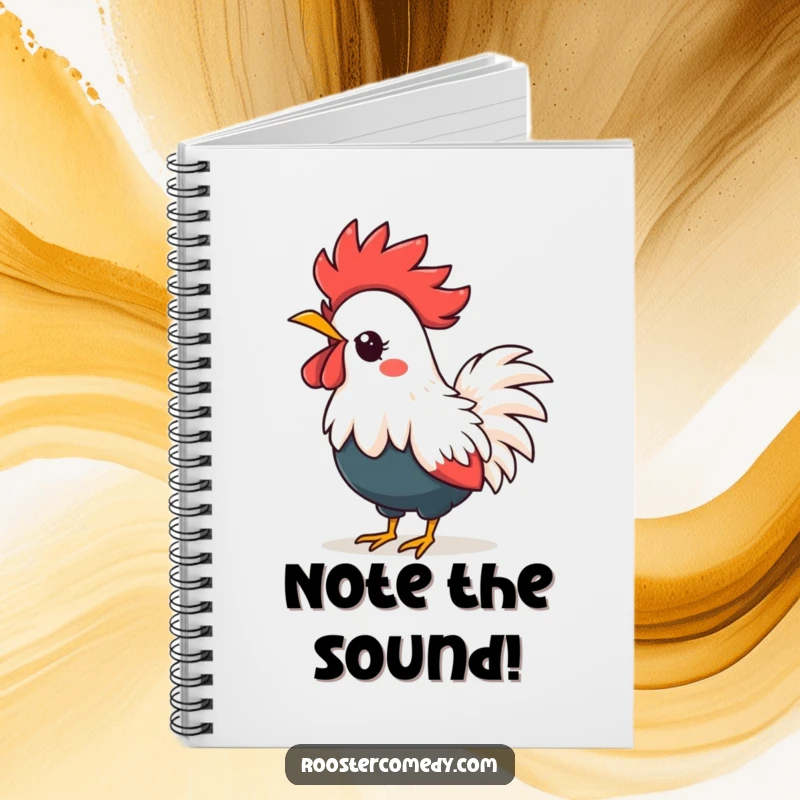 Funny kawaii rooster notebook, a journal with a loud-crowing bird illustration, perfect for funny note-taking.