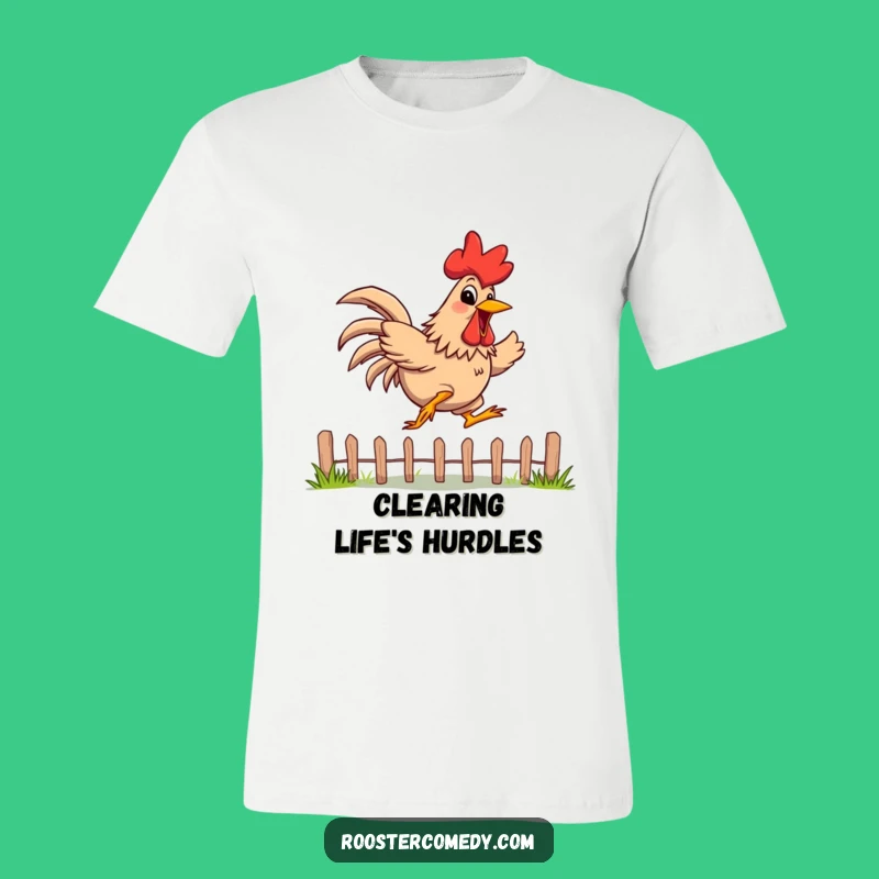 Funny Jumping Rooster T-Shirt: Energetic Grin, Fence Hopper, Ideal Humorous Gift