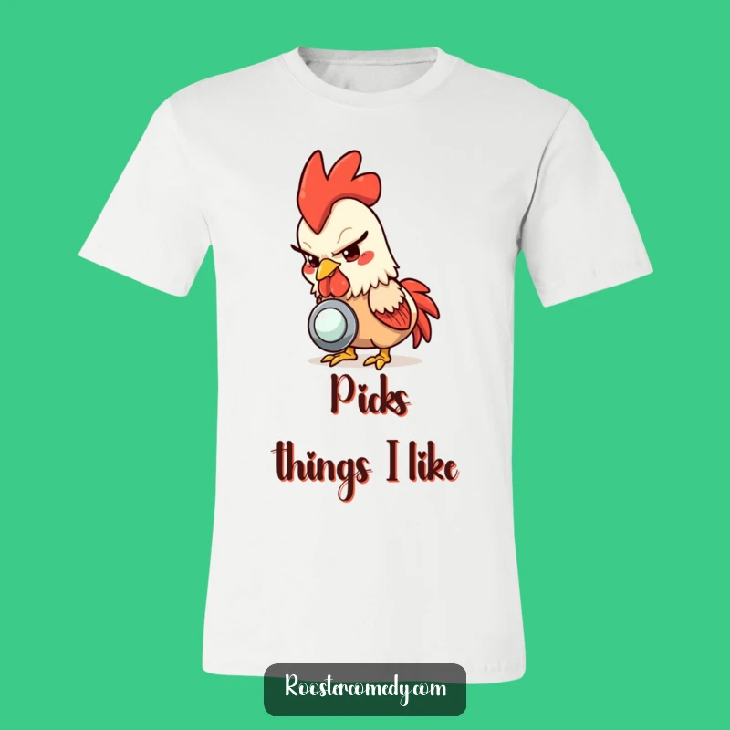 Funny Rooster Button Peck T-Shirt: Hilarious Bird Shirt for Pranksters and Jokers