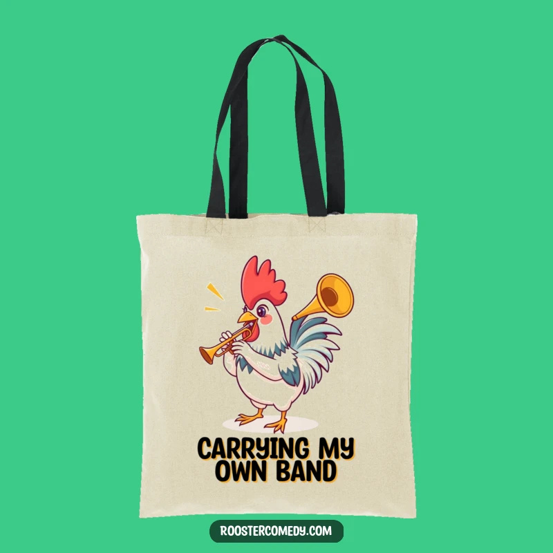 Funny Rooster Trumpet Tote Bag - Carry Your Tunes in Style!