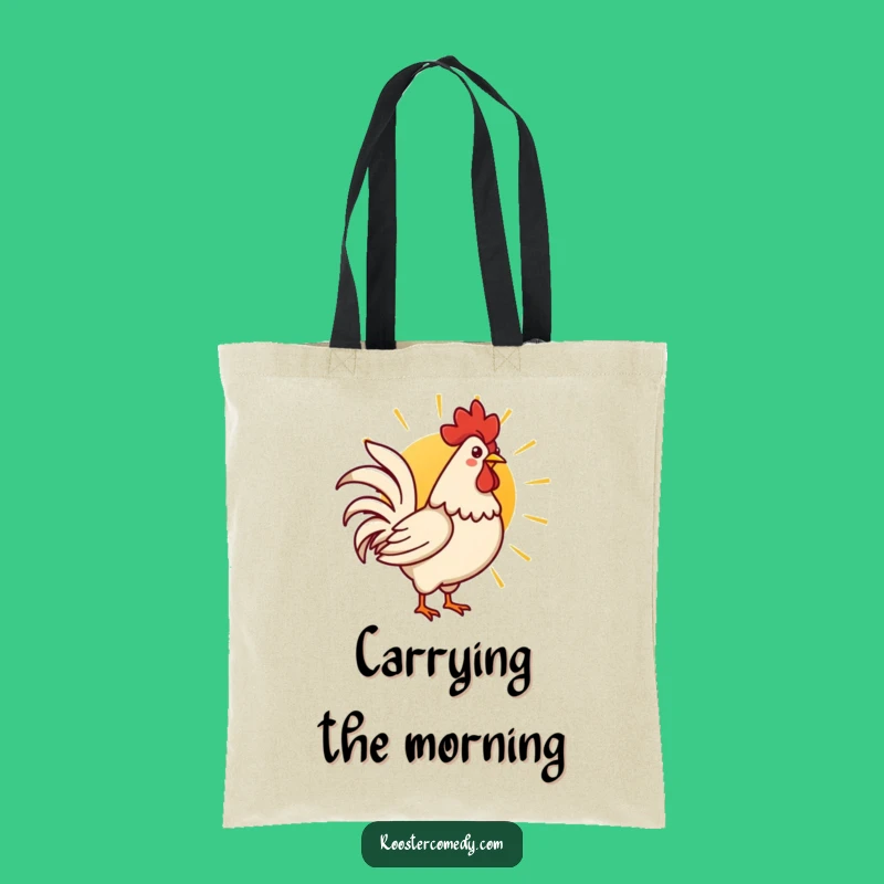 Funny Kawaii Rooster Sunrise Tote Bag: Cute Morning Bird Canvas Bag, Perfect Funny Gift