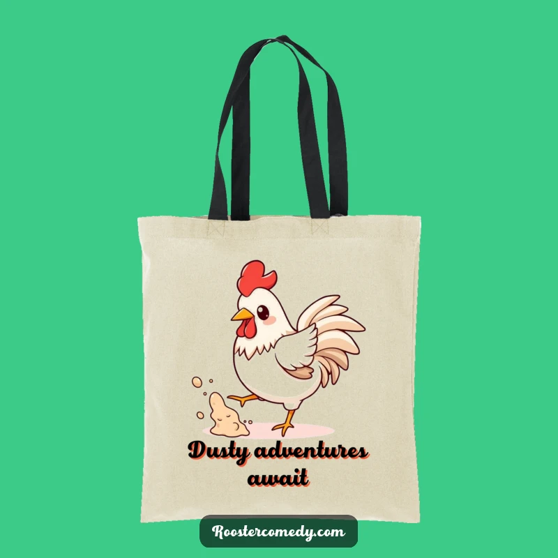 Funny Kawaii Rooster Tote Bag - Playful Dust Kicking Action, Carry Fun