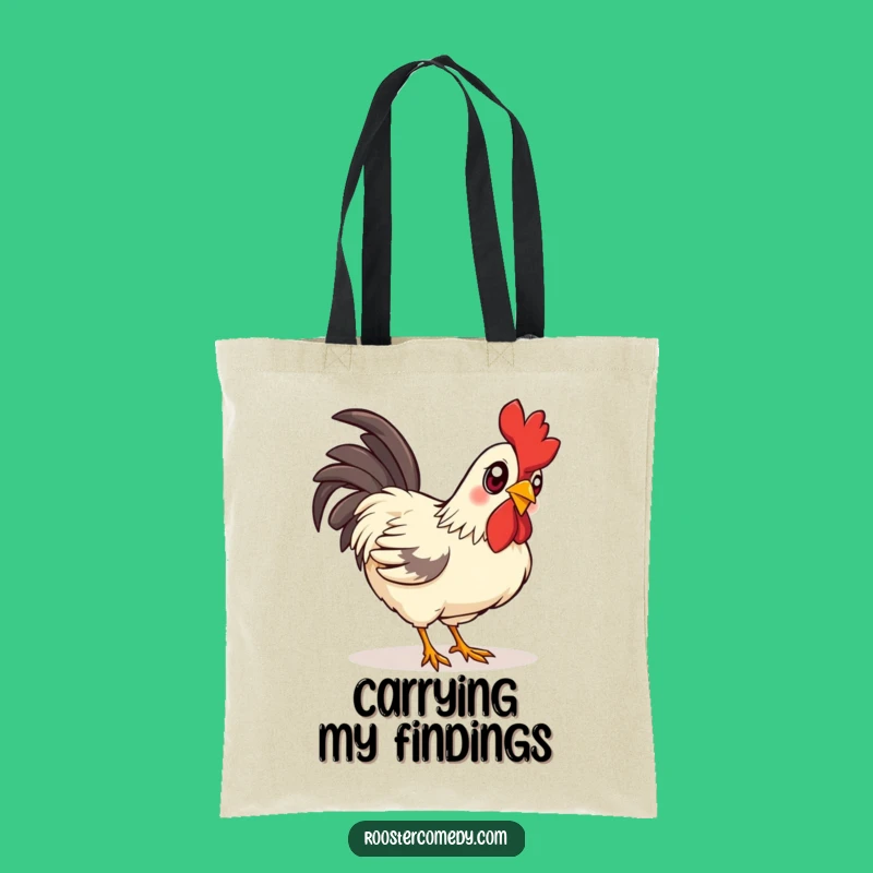 Funny Curious Rooster Tote Bag - Bright-Eyed Pecker Carry-All Gift