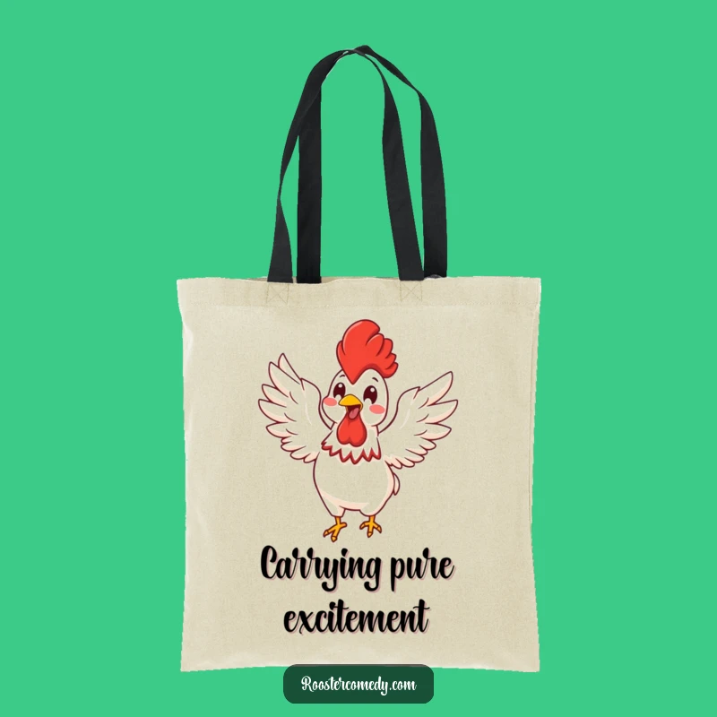 Funny Kawaii Rooster Energy Tote Bag: Joyful Bird Canvas Bag, Perfect Funny Gift