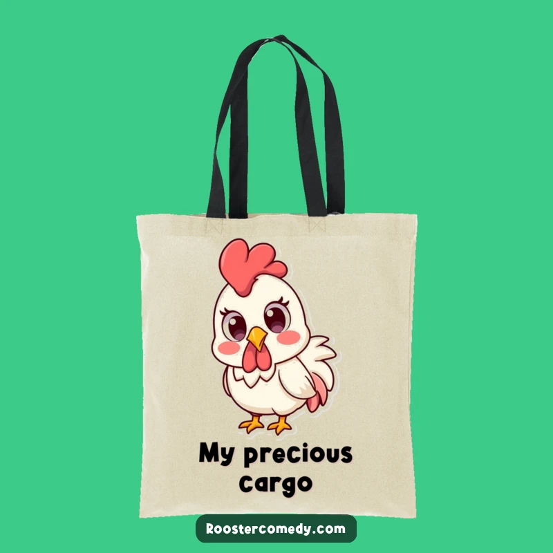 Funny Kawaii Rooster Tote Bag - Surprised Eyes, Perfect Market Bag