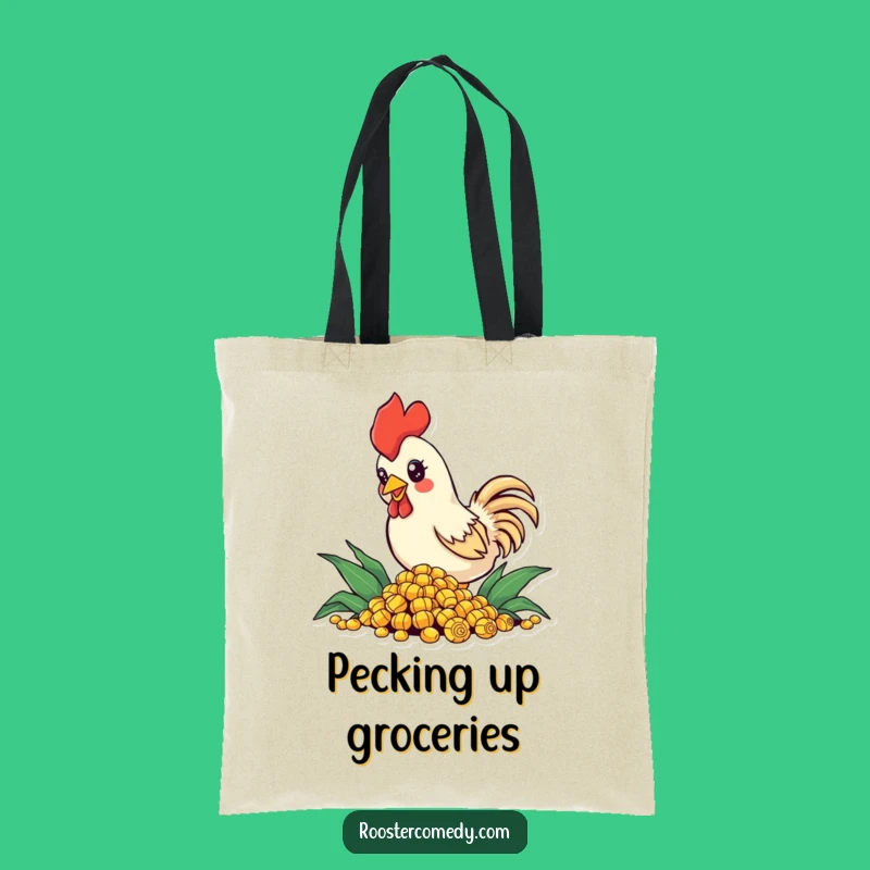 Funny Pecking Rooster Tote: Corn Hauler, Sparkling Eyes, Perfect Humorous Gift Bag
