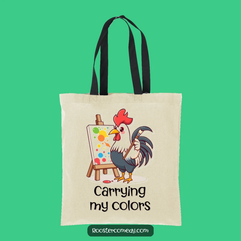 Funny Rooster Artist Tote Bag - Carry Your Supplies with Colorful Flair