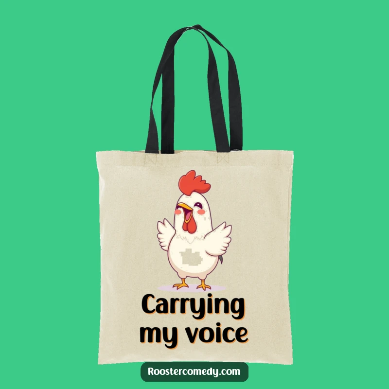 Funny Rooster Crowing Tote Bag - Cheerful & Hilarious Everyday Carry