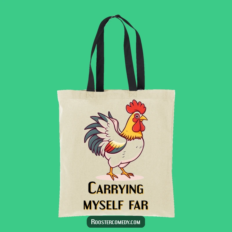 Funny Rooster Fly Tote Bag: Bird's Short Journey - Practical Funny Gift