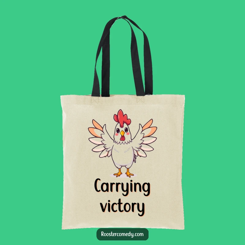 Funny Rooster Triumphant Tote Bag: Hilarious Accessory for Winners