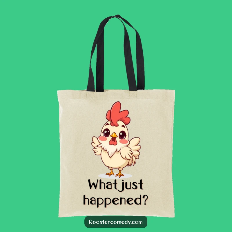 Funny Surprised Rooster Tote Bag - Hilarious Bird Accessory
