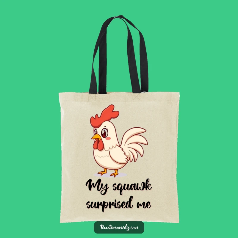 Funny Surprised Rooster Tote Bag - Hilarious Squawking Chicken Carry-All Gift