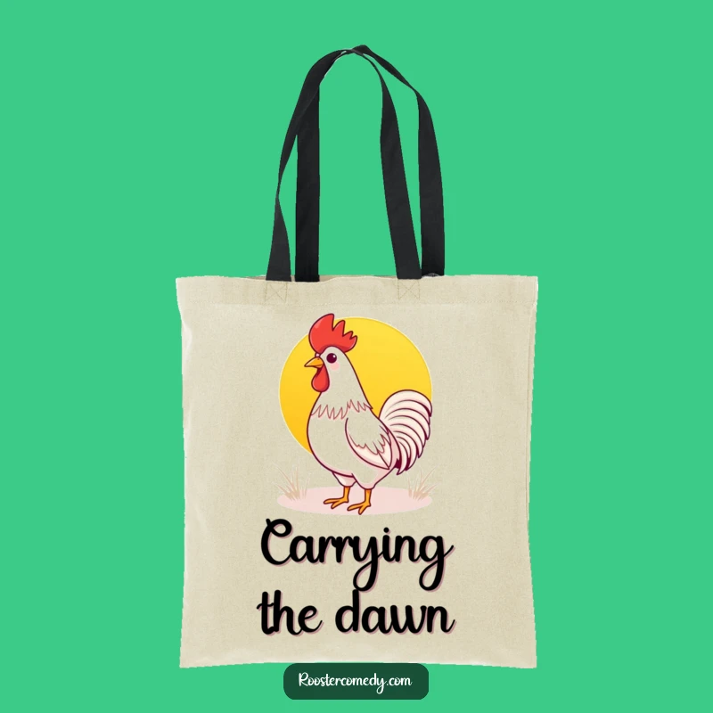 Kawaii Rooster Sunrise Tote Bag: Carry Morning Cheer